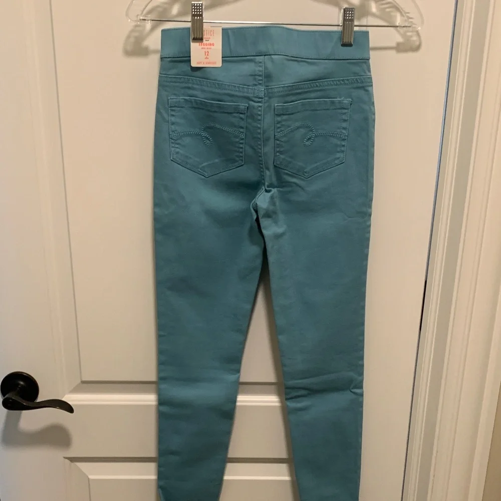 Justice Stylish Soft & Stretchy Blue Girl’s Mid Rise Leggings. Size:12.Brand New